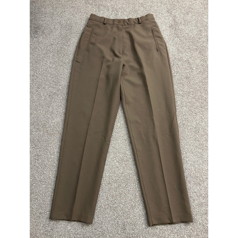 90s Liz Baker Trouser Women 10 Brown Excellent HighWaist Straight Leg Dress Pant